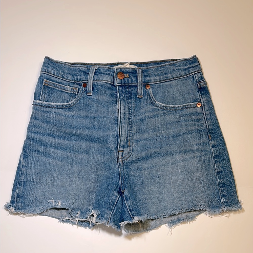 Madewell high rise denim shorts size 27 raw hem